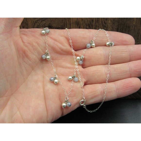 16" Sterling Silver Worn Plastic Orbs Chain Necklace - Picture 2 of 5